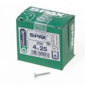 Spax Spaanplaatschroef platverzonken kop verzinkt T-Star T20 4.0x25mm (per 10000 stuks)