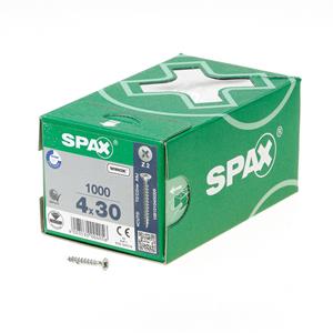 Spax Spaanplaatschroef platverzonken kop verzinkt pozidriv 4.0x30mm (per 1000 stuks)