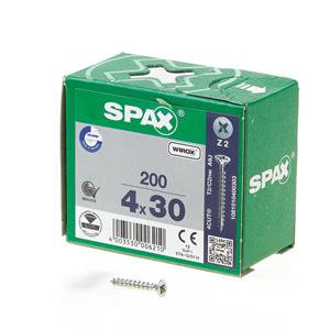 Spax Spaanplaatschroef platverzonken kop verzinkt pozidriv 4.0x30mm (per 200 stuks)