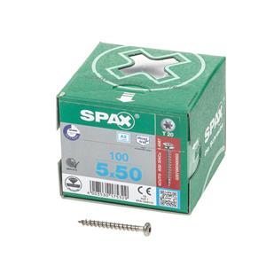 Spaanplaatschroef cilinderkop RVS T-Star T20 5.0x50mm (per 100 stuks)