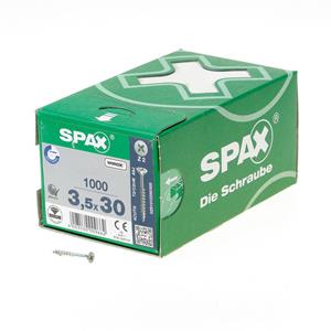 Spax Spaanplaatschroef platverzonken kop verzinkt pozidriv deeldraad 3.5x30mm (per 1000 stuks)