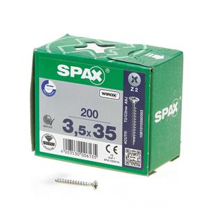 Spax Spaanplaatschroef platverzonken kop verzinkt pozidriv 3.5x35mm (per 200 stuks)