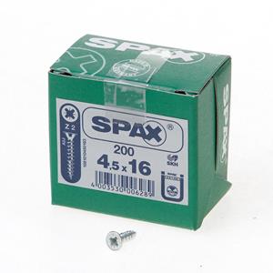 Spax Spaanplaatschroef platverzonken kop verzinkt pozidriv 4.5x16mm (per 200 stuks)