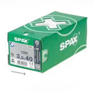 Spax Spaanplaatschroef platverzonken kop verzinkt pozidriv 3.5x40mm (per 1000 stuks)