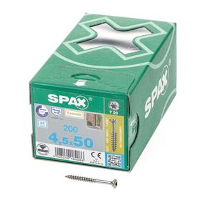 Spax Spaanplaatschroef met boorpunt RVS T20 deeldraad 4.5x50mm (per 200 stuks)
