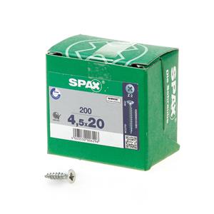 Spax Spaanplaatschroef platverzonken kop verzinkt pozidriv 4.5x20mm (per 200 stuks)