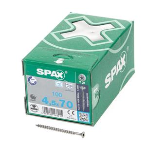 Spax Spaanplaatschroef platverzonken kop RVS T-Star T20 voldraad 4.5x70mm (per 100 stuks)