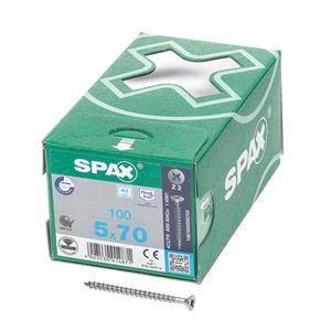 Spax Spaanplaatschroef platverzonken kop RVS pozidriv 5.0x70mm (per 100 stuks)
