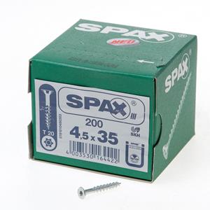 Spax Spaanplaatschroef platverzonken kop verzinkt T-Star T20 deeldraad 4.5x35mm (per 200 stuks)