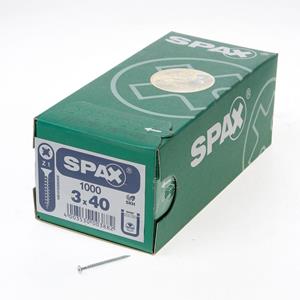 Spax Spaanplaatschroef platverzonken kop verzinkt pozidriv 3.0x40mm (per 1000 stuks)