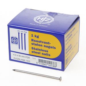 Hjz RVS nagels plat geruite kop 4.0 x 90mm 1kg