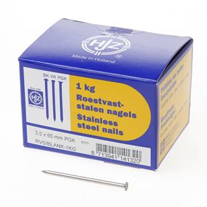 Hjz RVS nagels plat geruite kop 3.0 x 65mm 1kg