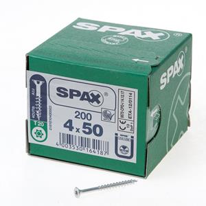 Spax Spaanplaatschroef platverzonken kop verzinkt T-Star T20 deeldraad 4.0x50mm (per 200 stuks)