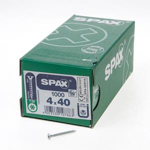 Spax Spaanplaatschroef platverzonken kop verzinkt T-Star T20 4.0x40mm (per 1000 stuks)
