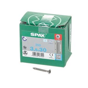 Spax Spaanplaatschroef lenskop RVS T-Star T15 3.5x30mm (per 200 stuks)