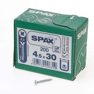 SPAX - Universalschraube SeKo St znblk Vollgewinde Kreuzschlitz Z 2, 4,5x30mm