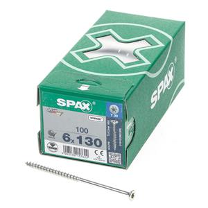 Spax Spaanplaatschroef platverzonken kop verzinkt T-Star T30 deeldraad 6.0 x 130mm