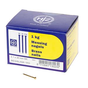 Hjz Messing nagels bombe kop 2.1 x 30mm 1kg