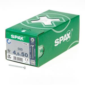Spax Spaanplaatschroef platverzonken kop verzinkt pozidriv 4.5x50mm (per 500 stuks)