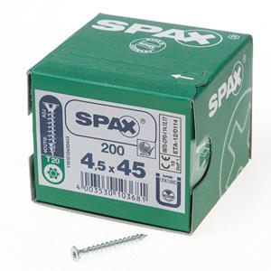 Spax Spaanplaatschroef platverzonken kop verzinkt T-Star T20 4.5x45mm (per 200 stuks)