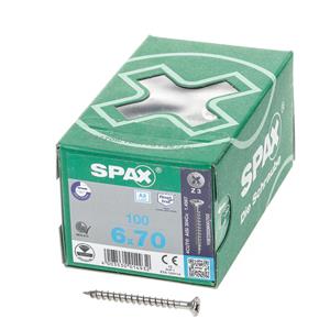 Spax Spaanplaatschroef platverzonken kop RVS pozidriv 6.0x70mm (per 100 stuks)