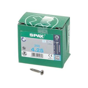 Spax Spaanplaatschroef platverzonken kop RVS pozidriv 4.0x25mm (per 200 stuks)
