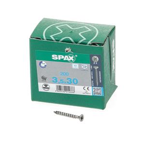 Spax Spaanplaatschroef platverzonken kop RVS pozidriv 3.5x30mm (per 200 stuks)