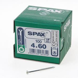 Spax Spaanplaatschroef platverzonken kop verzinkt T-Star T20 deeldraad 4.0x60mm (per 100 stuks)