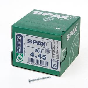 Spax Spaanplaatschroef platverzonken kop verzinkt T-Star T20 4.0x45mm (per 200 stuks)