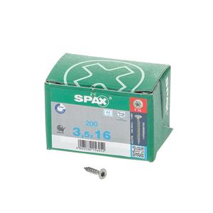 Spax Spaanplaatschroef platverzonken kop RVS T-Star T15 voldraad 3.5x16mm (per 200 stuks)