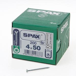 Spax Spaanplaatschroef platverzonken kop verzinkt T-Star T20 4.0x50mm (per 200 stuks)