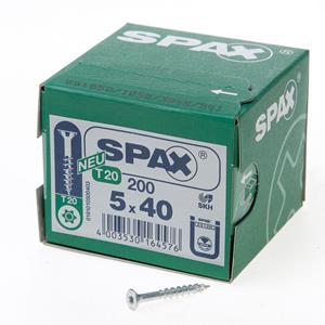 Spax Spaanplaatschroef platverzonken kop verzinkt T-Star T20 deeldraad 5.0x40mm (per 200 stuks)