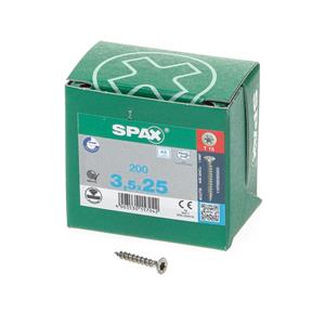 Spax Spaanplaatschroef platverzonken kop RVS T-Star T15 voldraad 3.5x25mm (per 200 stuks)