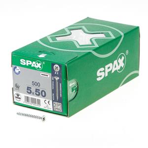 Spax Spaanplaatschroef platverzonken kop verzinkt pozidriv 5.0x50mm (per 500 stuks)