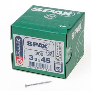 Spax Spaanplaatschroef platverzonken kop verzinkt T-Star T15 3.5x45mm (per 200 stuks)