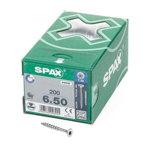 Spax Spaanplaatschroef platverzonken kop verzinkt T-Star T30 deeldraad 6.0x50mm (per 200 stuks)