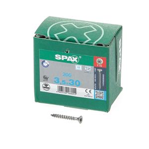 Spax Spaanplaatschroef platverzonken kop RVS T-Star T15 deeldraad 3.5x30mm (per 200 stuks)