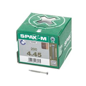 Spax m MDF Spaanplaatschroef met boorpunt verzinkt T-Star T20 deeldraad 4.0x45mm (per 200 stuks)