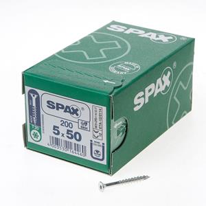 SPAX Universalschraube 5,0 x 50 mm 200 Stk. TORX T-STAR plus T20 WIROX Senkkopf Teilgewinde 4Cut-Spitze 0191010500503