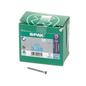 Spax Spaanplaatschroef platverzonken kop RVS pozidriv 3.0x35mm (per 200 stuks)