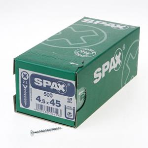 Spax Spaanplaatschroef platverzonken kop verzinkt pozidriv 4.5x45mm (per 500 stuks)