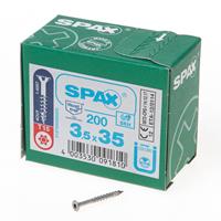 Spax Spaanplaatschroef platverzonken kop RVS T-Star T15 deeldraad 3.5x35mm (per 200 stuks)