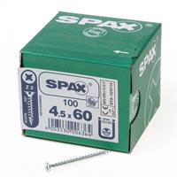 Spax Spaanplaatschroef platverzonken kop verzinkt pozidriv 4.5x60mm (per 100 stuks)