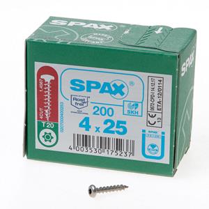 Spax Spaanplaatschroef cilinderkop RVS T-Star T20 4.0x25mm (per 200 stuks)