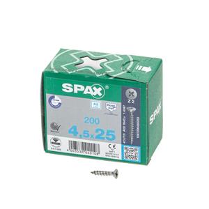 Spax Spaanplaatschroef platverzonken kop RVS pozidriv 4.5x25mm (per 200 stuks)