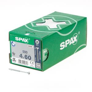 Spax Spaanplaatschroef platverzonken kop verzinkt pozidriv deeldraad 4.0x60mm (per 100 stuks)