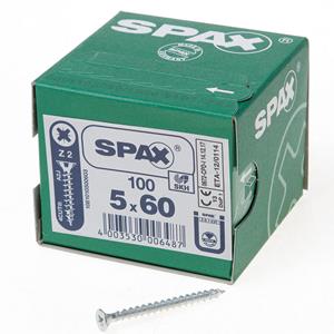 Spax Senkkopf, Kreuzschlitz Z, Vollgewinde 5,0 x 60 mm, 100 Stück