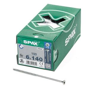 Spax Spaanplaatschroef platverzonken kop verzinkt T-Star T30 deeldraad 6.0 x 140mm