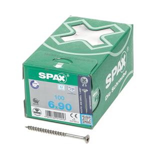 Spax Spaanplaatschroef platverzonken kop RVS pozidriv 6.0x90mm (per 100 stuks)