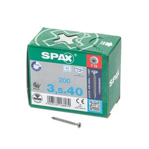 Spax Spaanplaatschroef platverzonken kop RVS T-Star T15 voldraad 3.5x40mm (per 200 stuks)